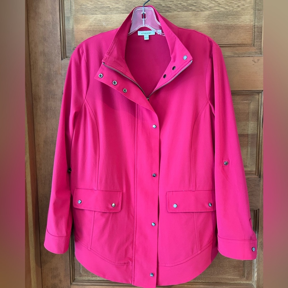 Chico's Vibrant Pink ( Fushia) Utility Jacket/ size 1/US M/